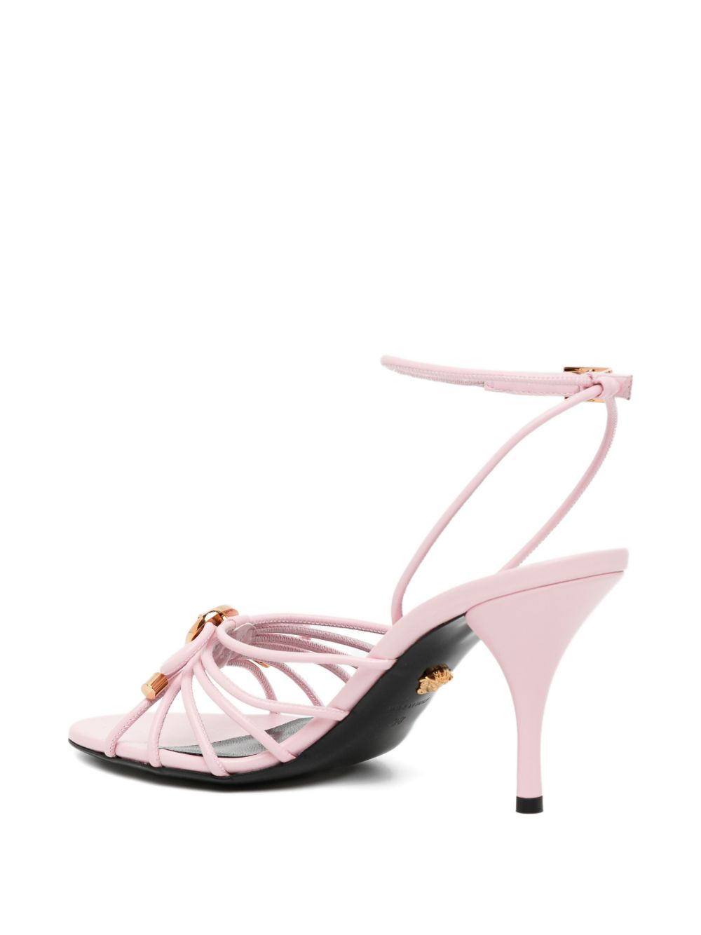 Delicate Strappy Sandals with Gold Emblem