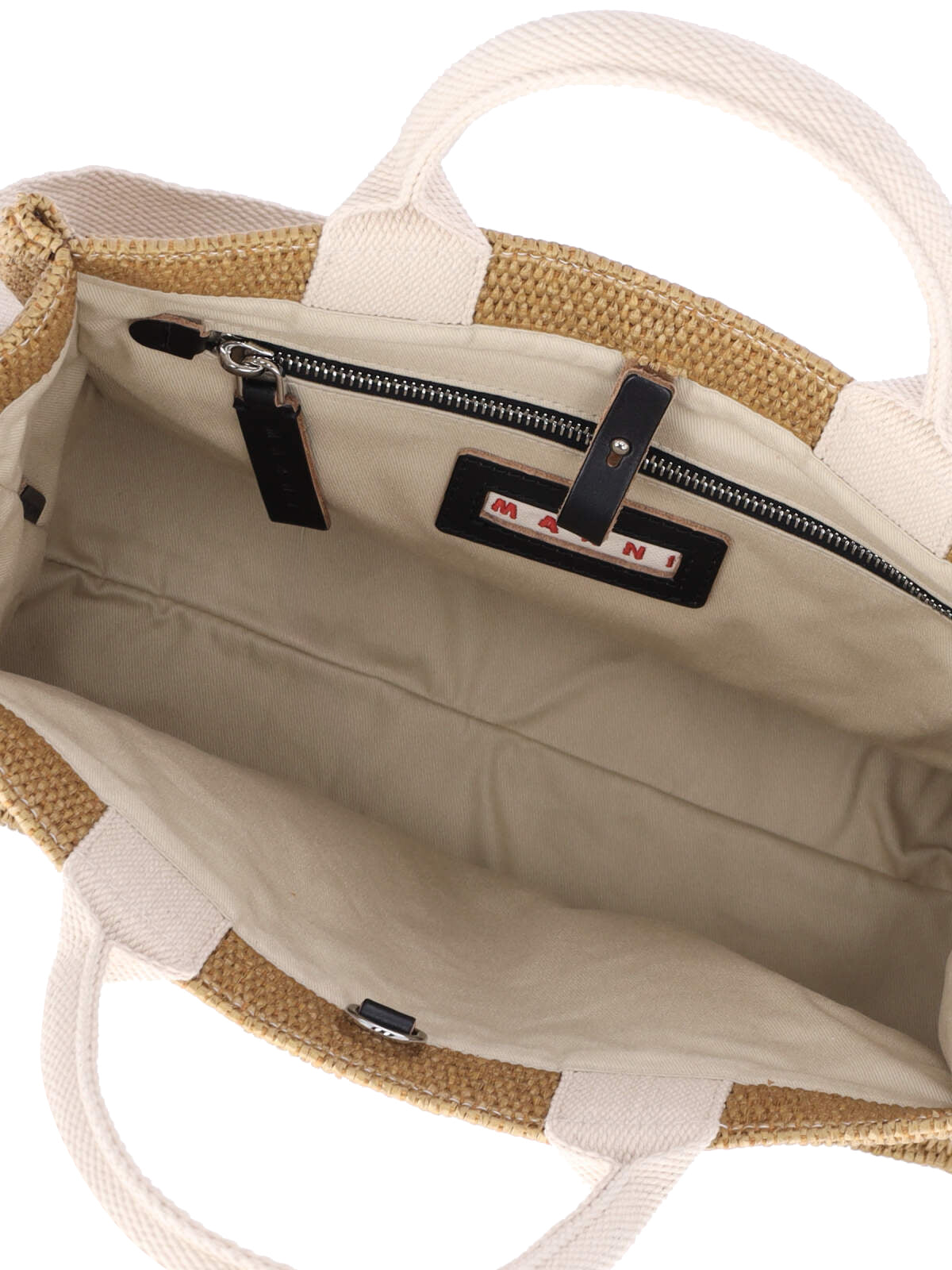 "East/West" Small Tote Bag, In Brown Cotton Blend