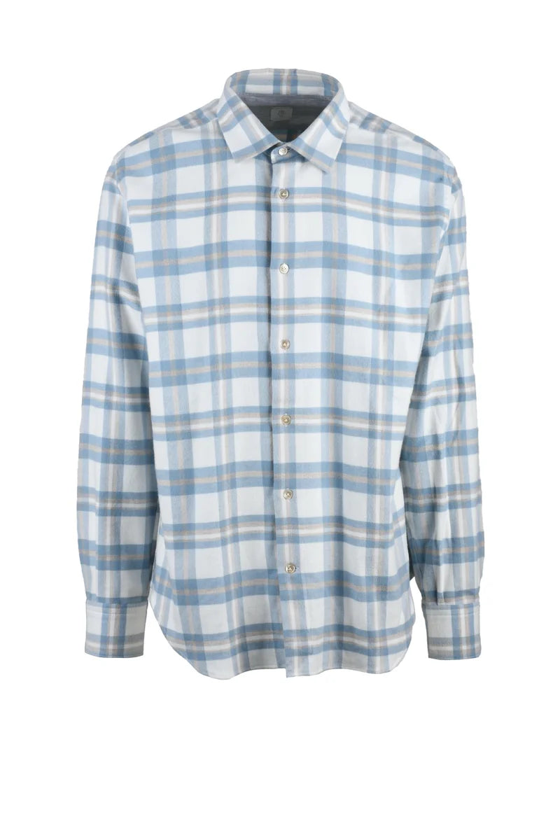 Cotton Stripe Shirt - White/Light Blue