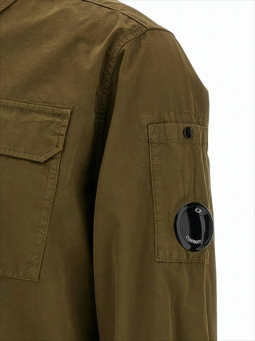Casual Brown Cotton Jacket With Logo Patch Accents