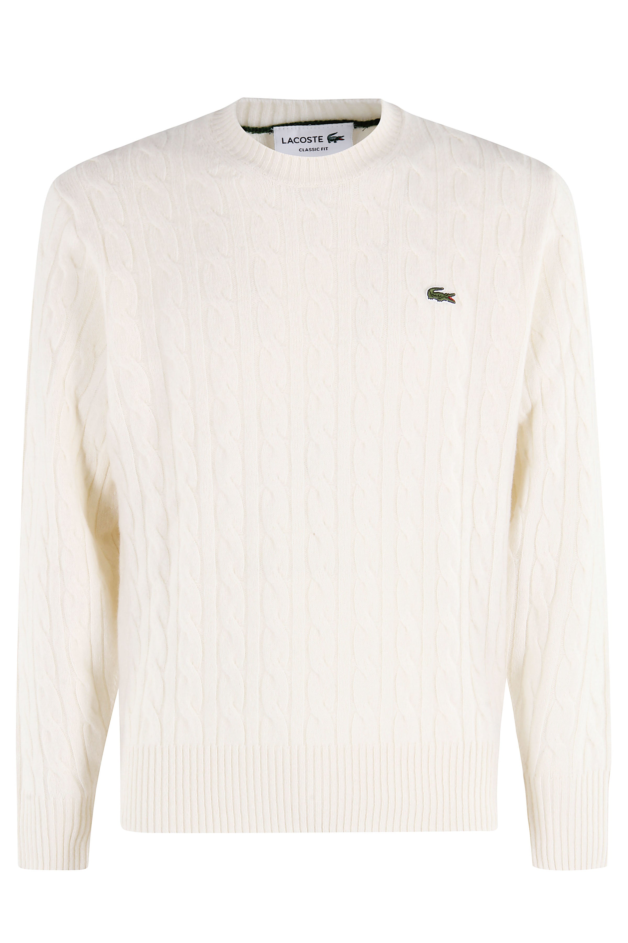 Cream Long-Sleeve Cable Knit Pullover By Lacoste
