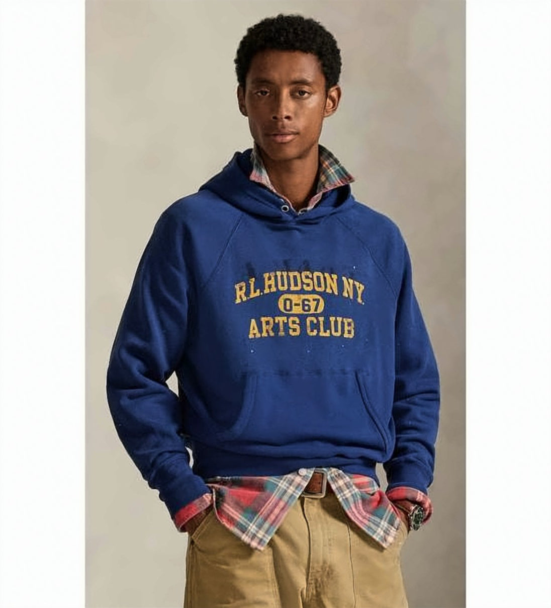 Blue Deep Pullover Embroidery Kangaroo Hoodie
