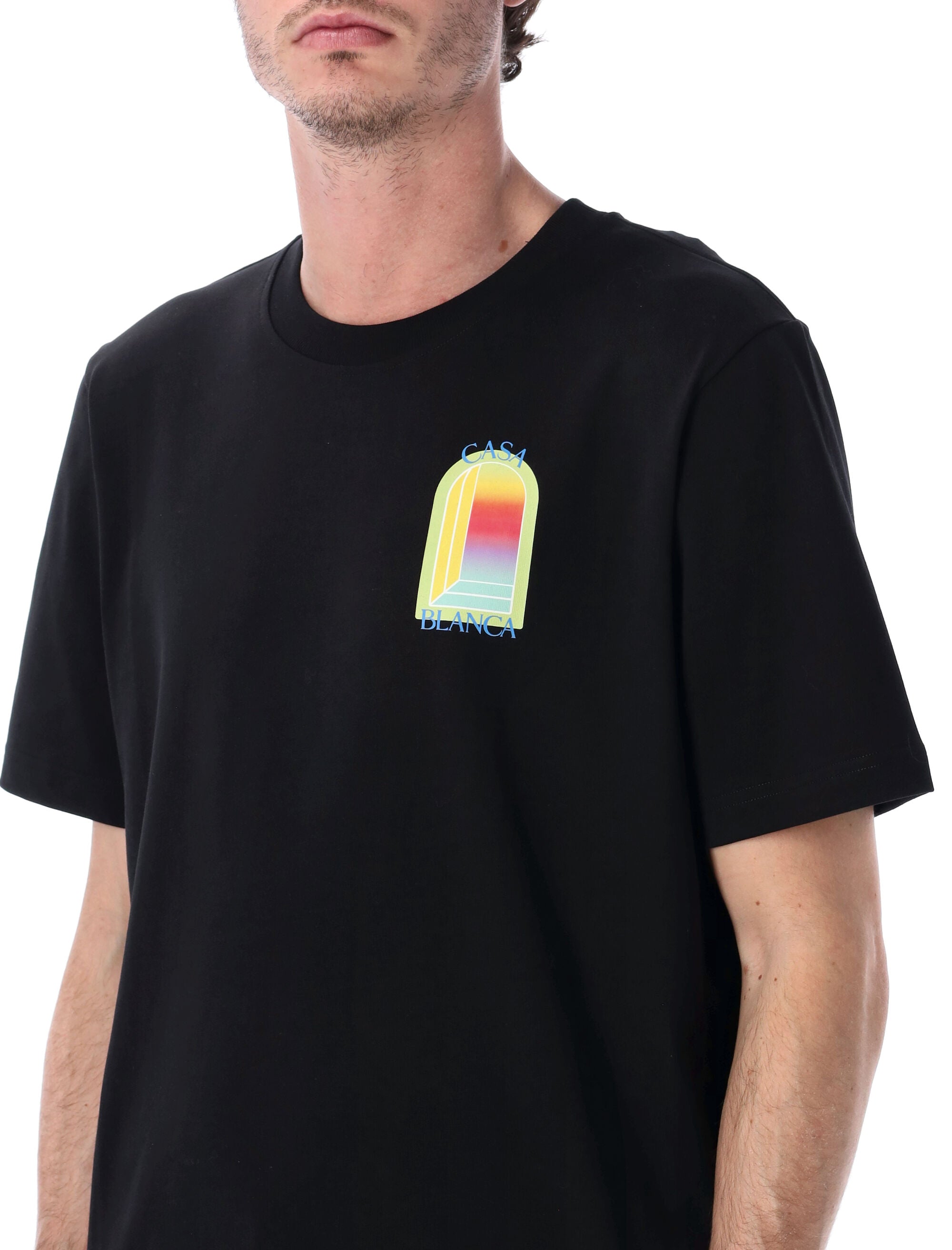 L’Arche Printed Lime & Yellow T-Shirt In Black
