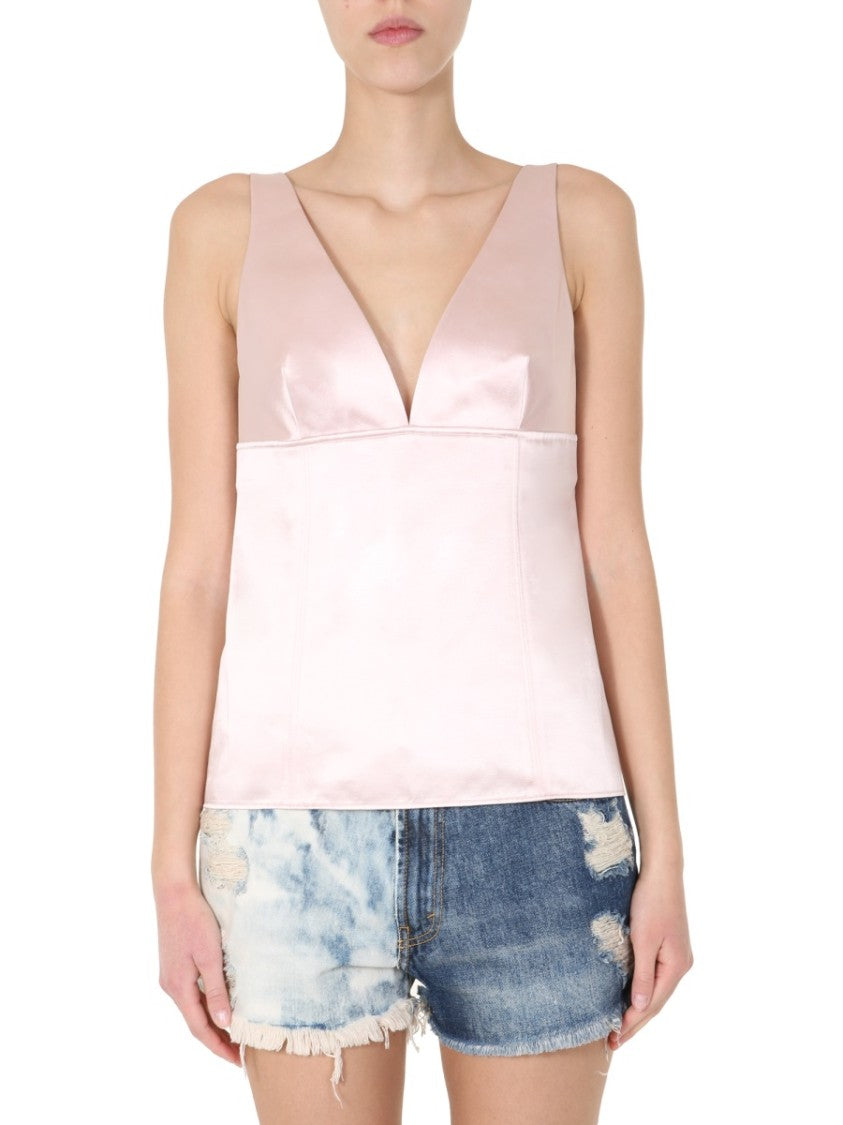 Deep V-Neck Satin Camisole Top