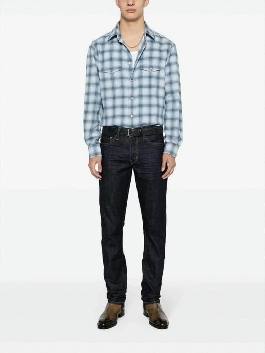 Straight-Leg Indigo Wash Denim Pants