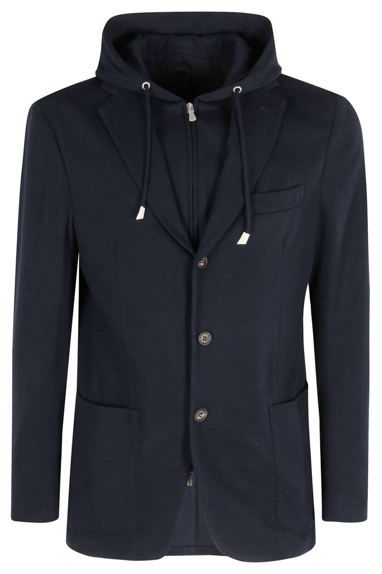 Structured Cotton-Cashmere Blend Jacket With Removable Bib And Hood