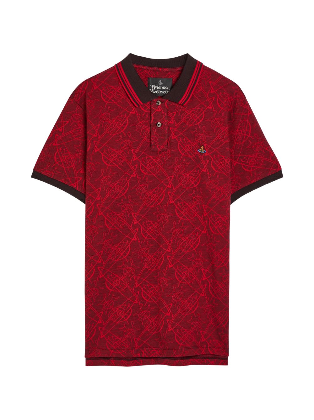 Red Silk and Nylon Crew Neck Polo