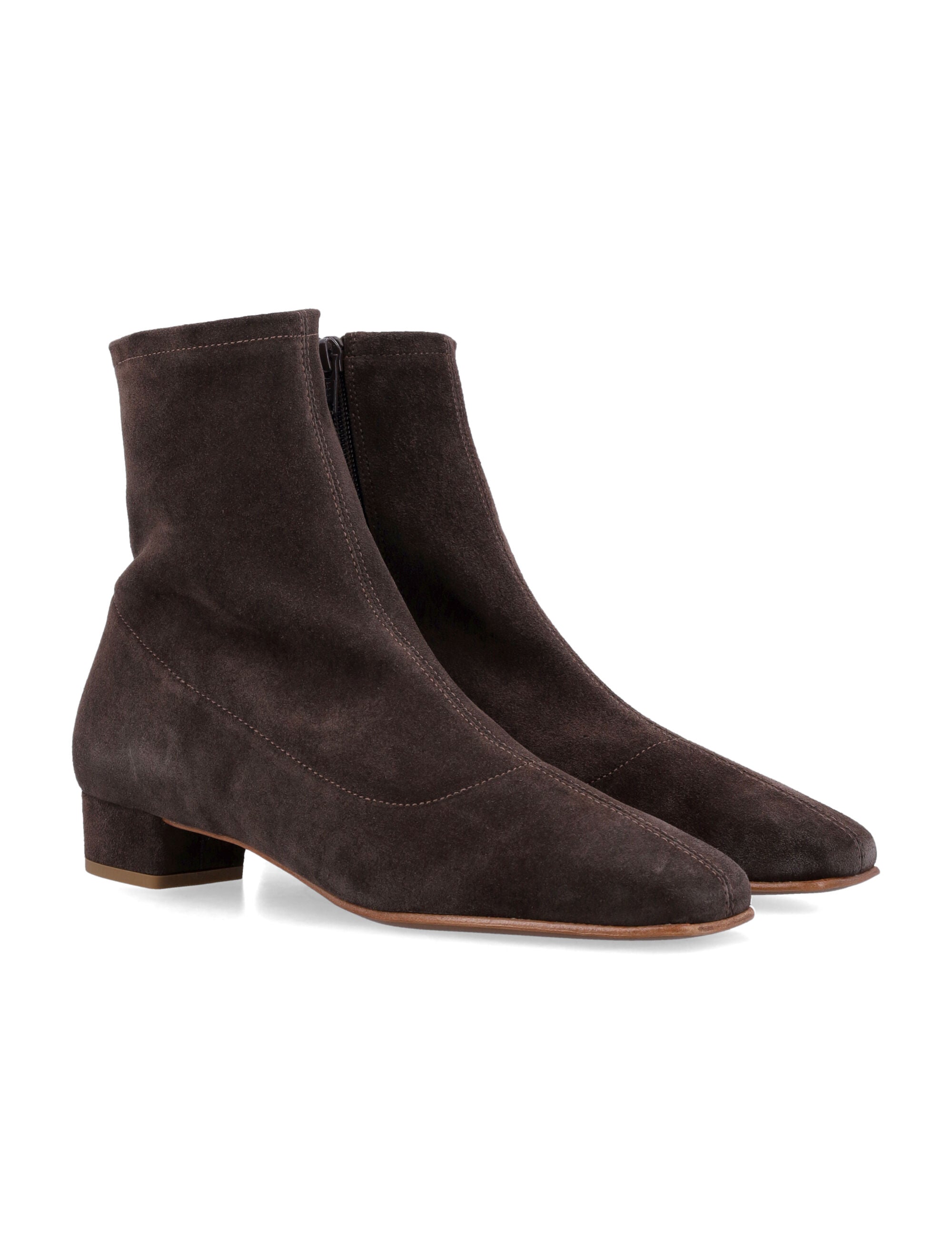 Ristretto Brown Suede Ankle Boots with Glove-like Fit