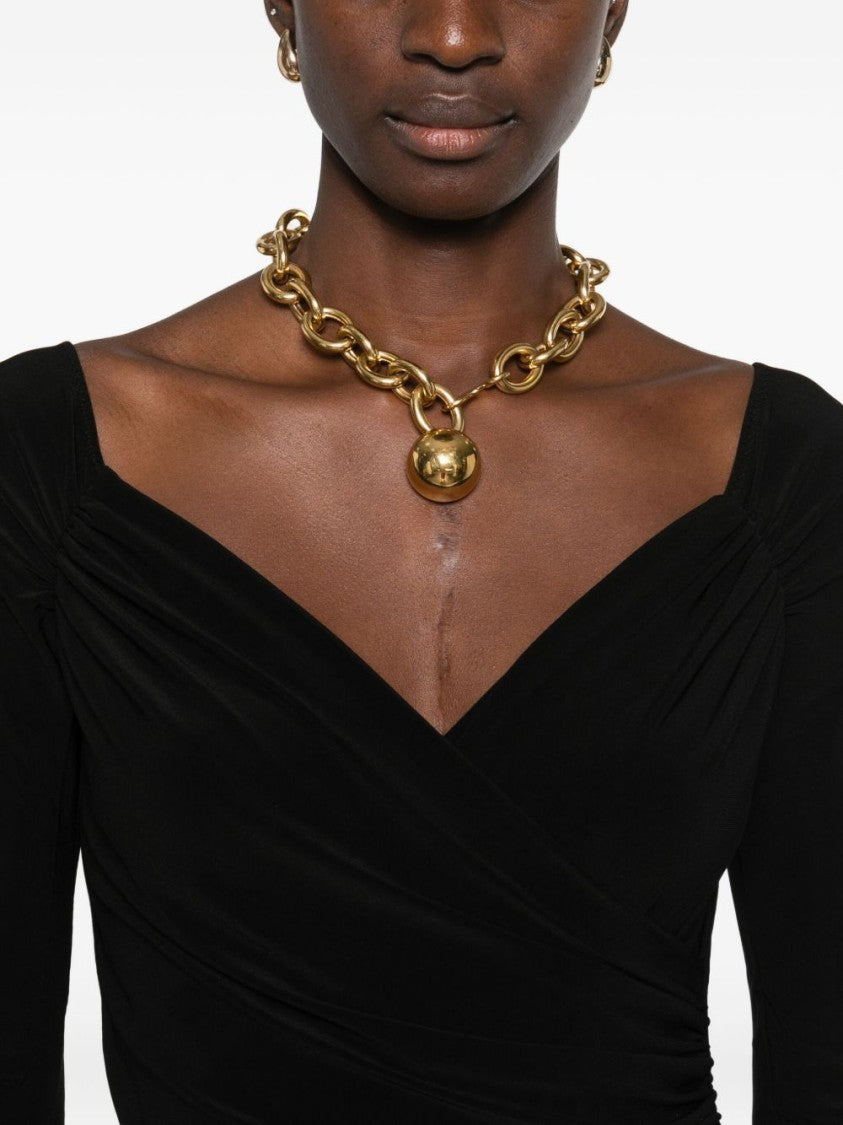 Draped Black Bodysuit Top with Deep V-Neckline