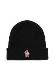 Ribbed Knit Beanie with Embroidered Logo Patch