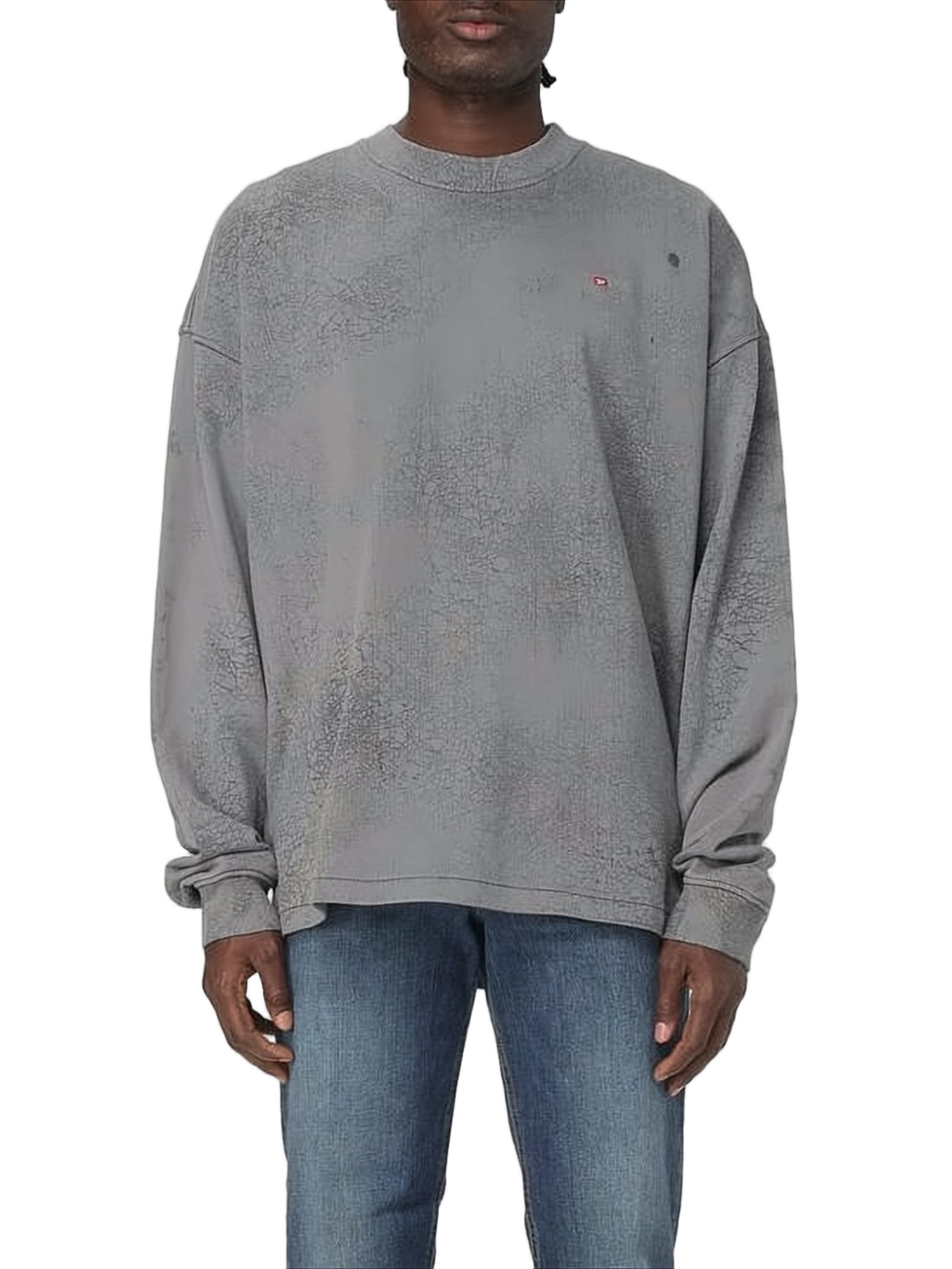 Grey Long-Sleeve Shirt with Textured Pattern