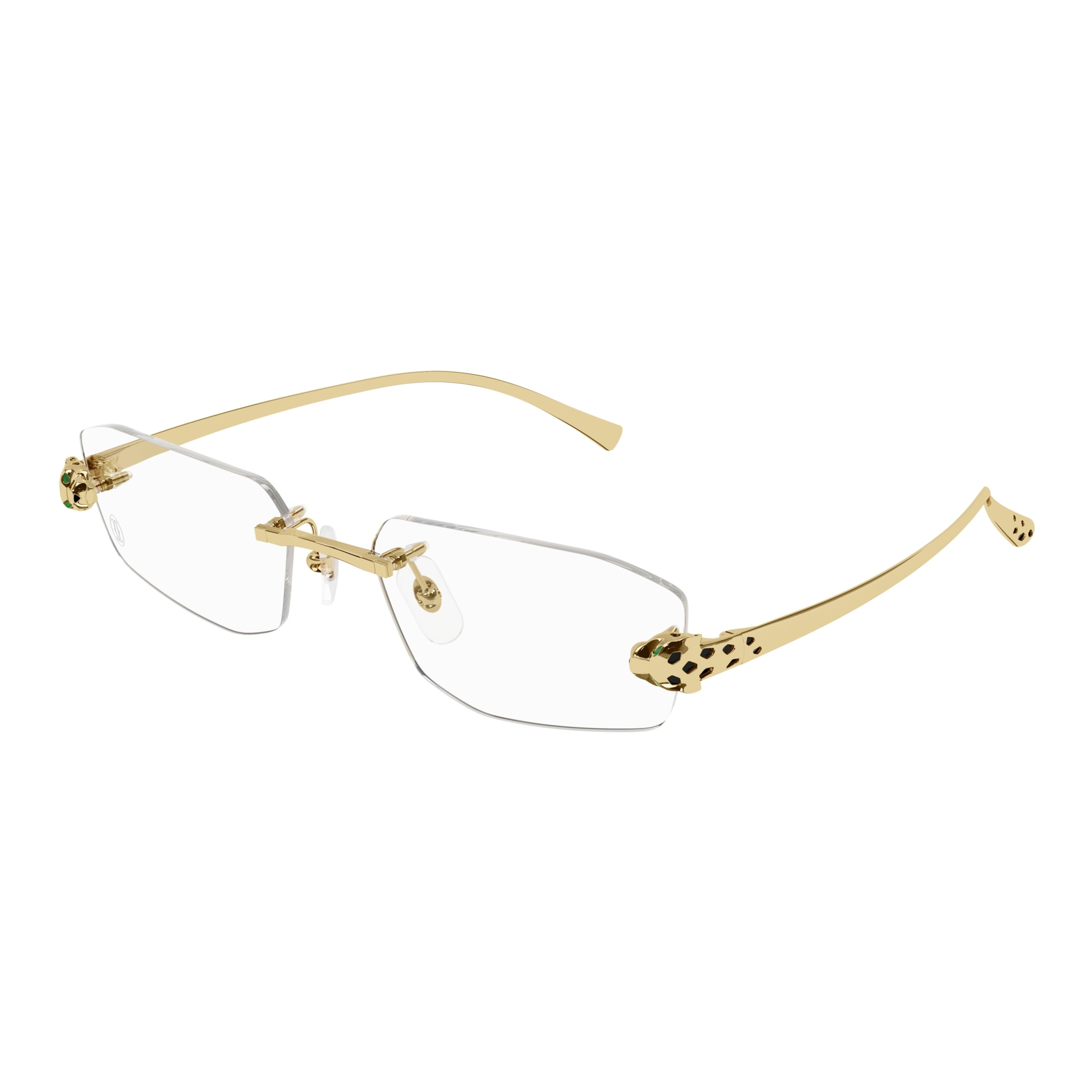 Rimless Eyeglasses With Panther Head Design In Gold