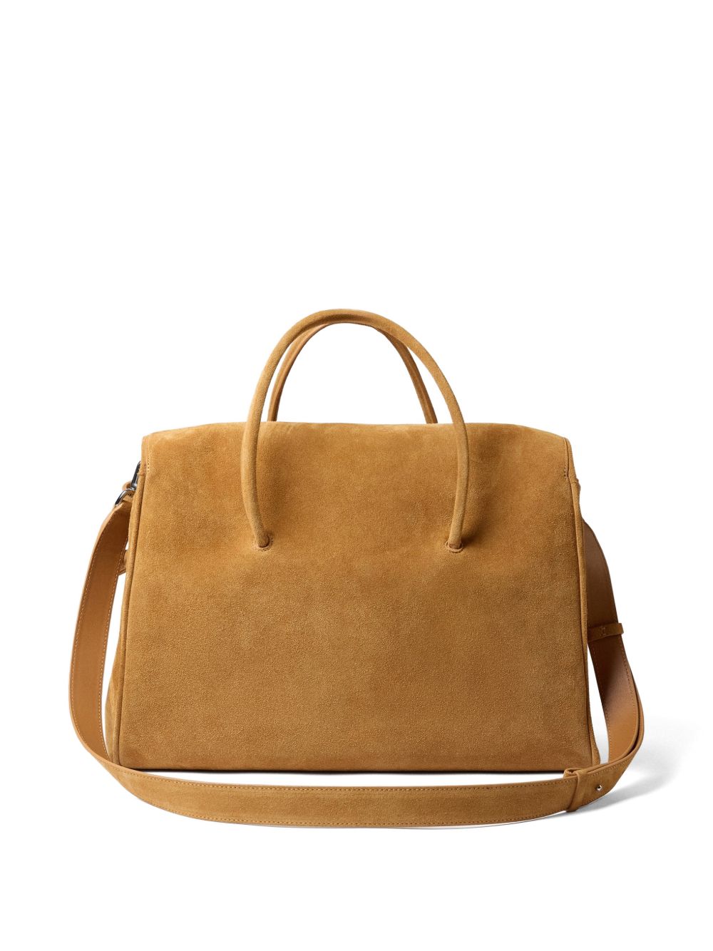 Structured Rectangular Suede Handbag with Knot Detail