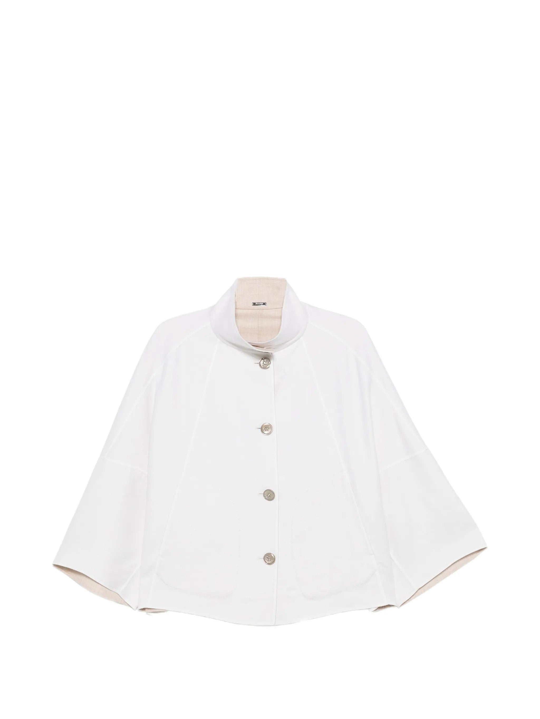 White Boxy Short Jacket With Wide Sleeves