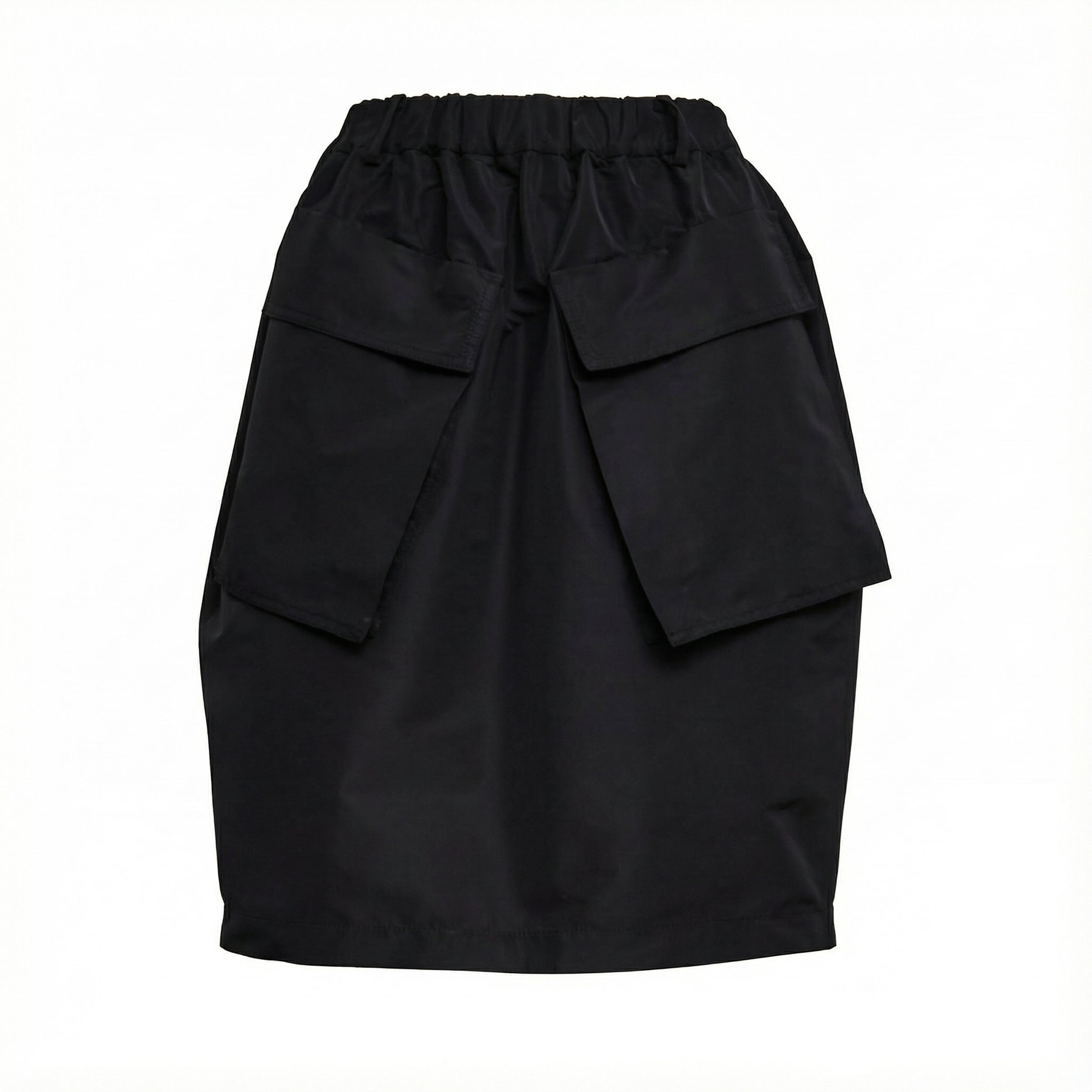 Elastic-Waist Midi Skirt With Pockets
