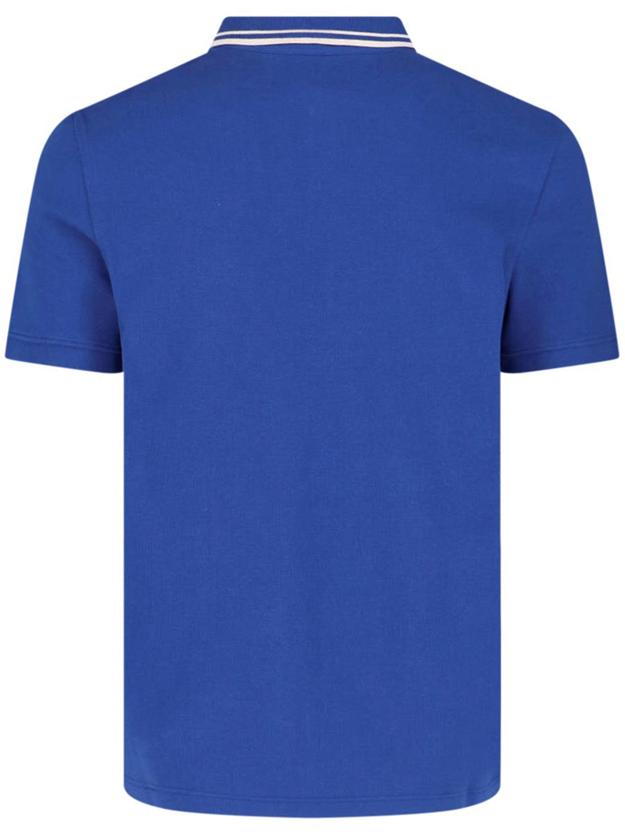 Blue Short-Sleeved Double Stripe Cotton Polo