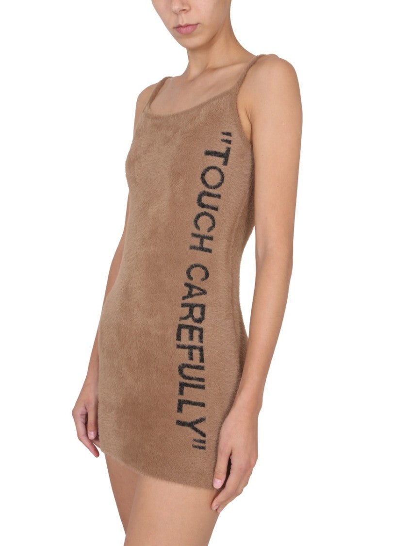 Fuzzy Mini Dress With Round Neckline