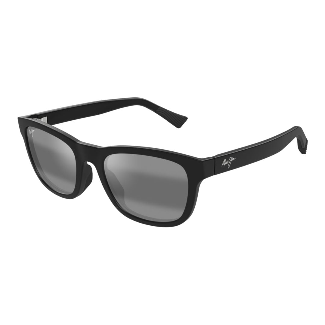 Kapii Matte Black Rectangular Sunglasses with Subtle Branding