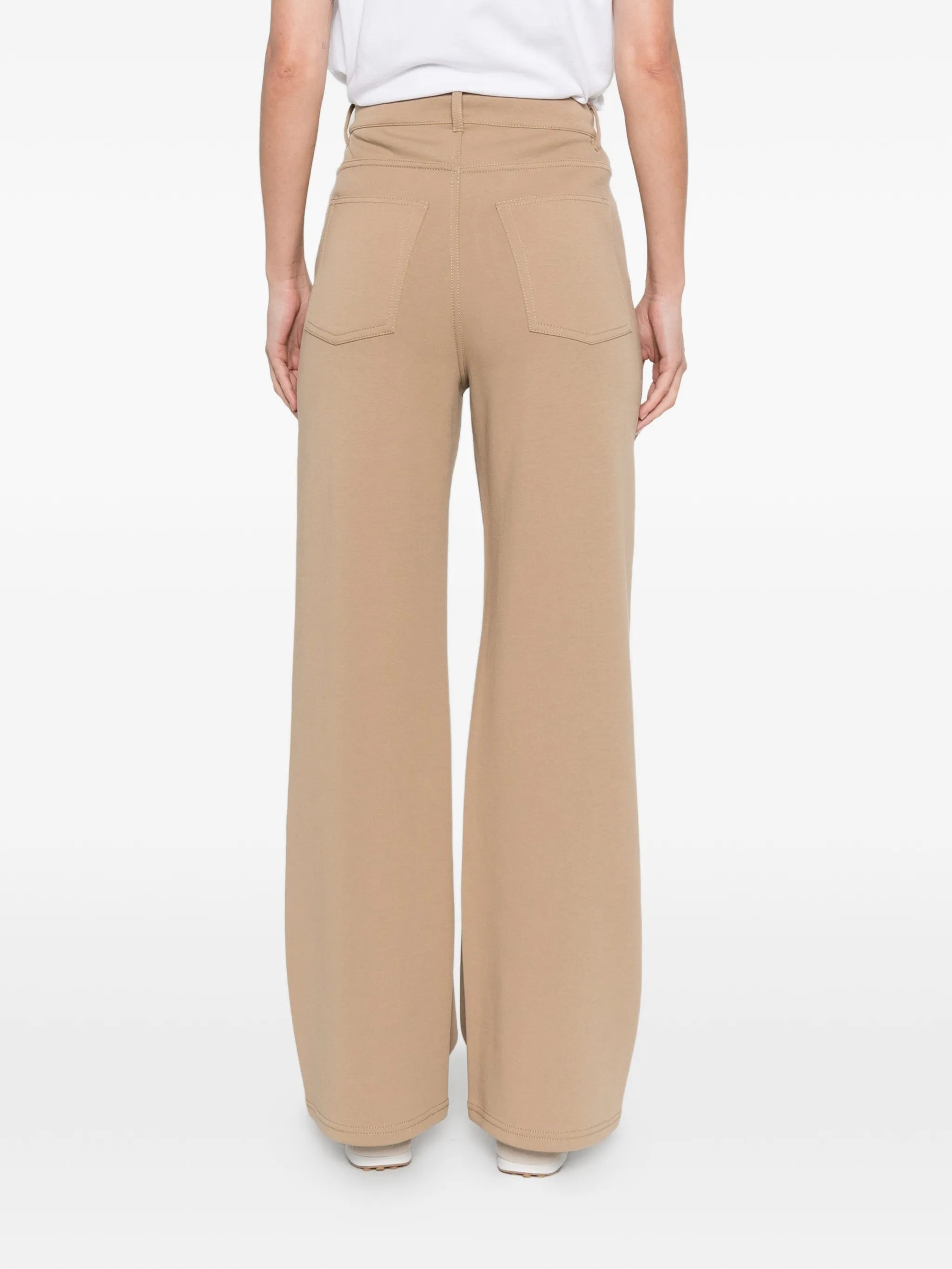 Beige Smmbrioso High-Waisted Wide-Leg Trousers