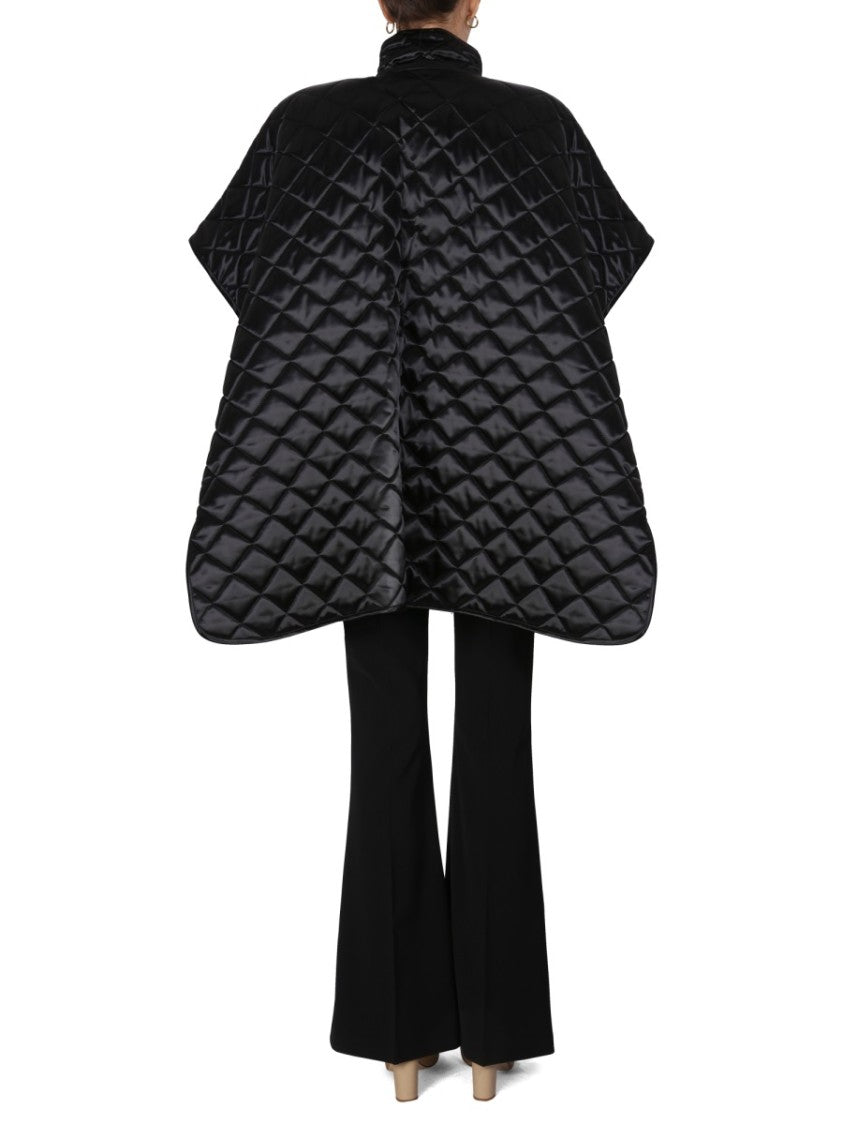 Diamond-Pattern Quilted Jacket With High Neck