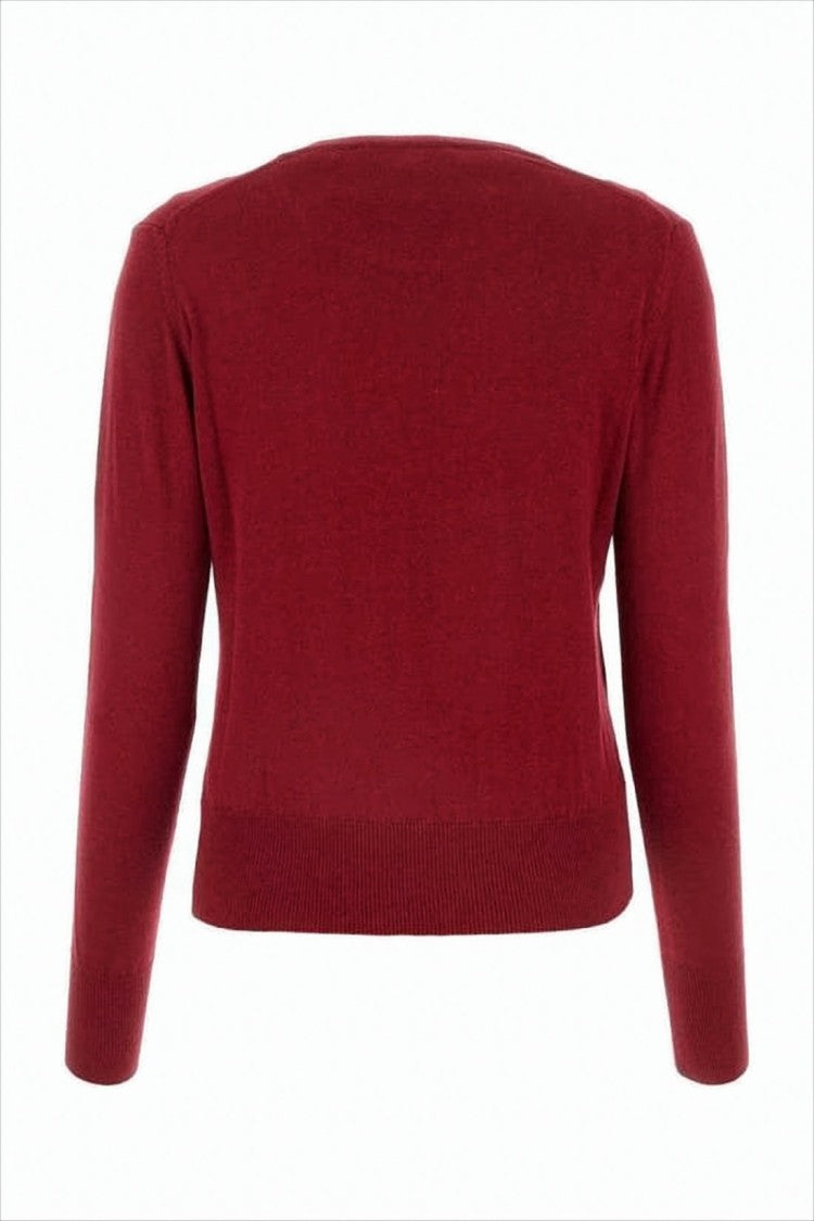 Burgundy Cashmere-Blend Sweater with Embroidered Detail
