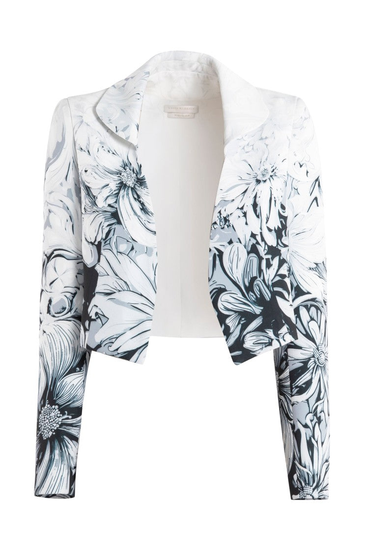 Crepe Printed, Cropped Jacket