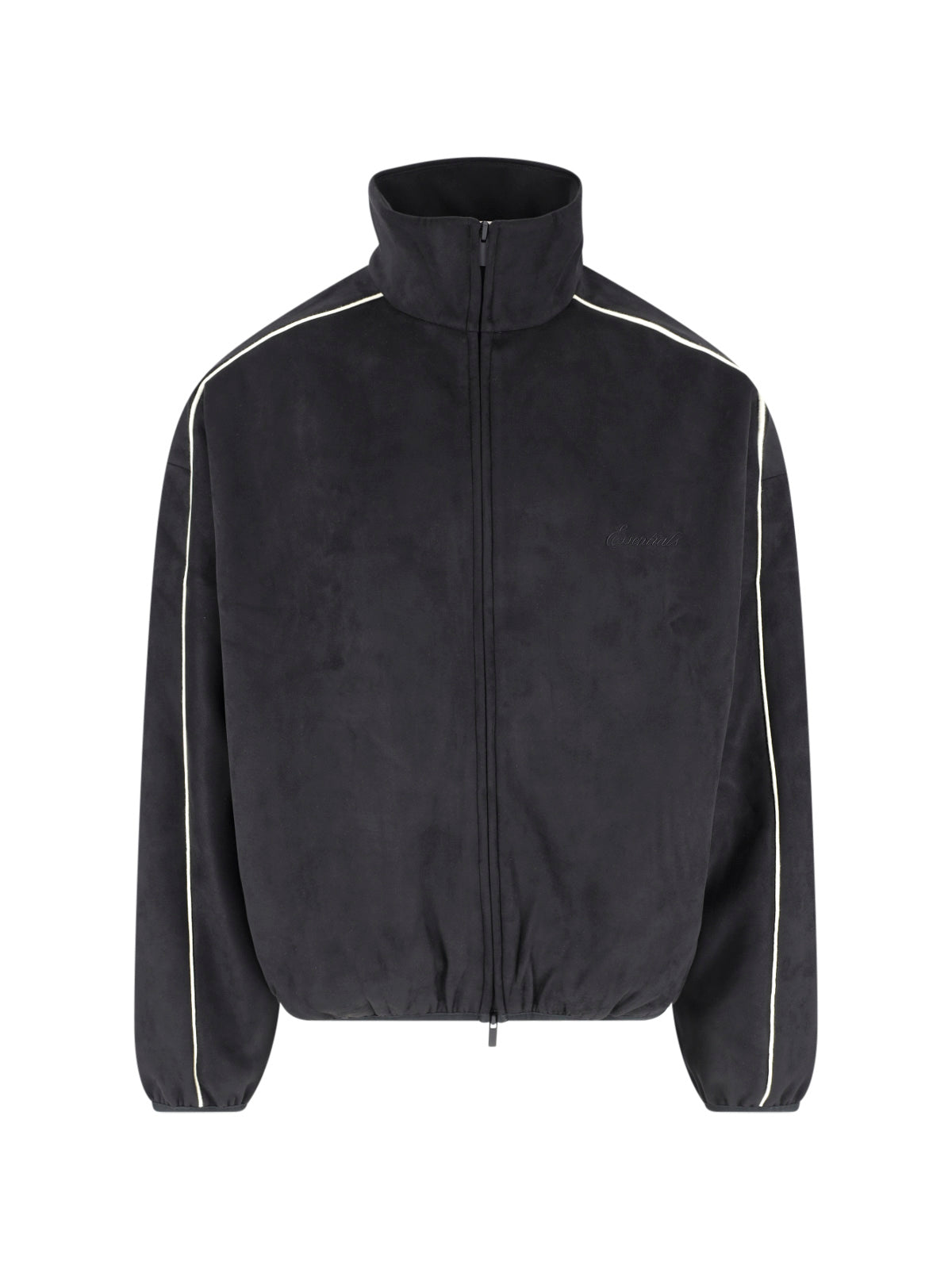 Black High-Collar Minimalist Zip-Up Jacket
