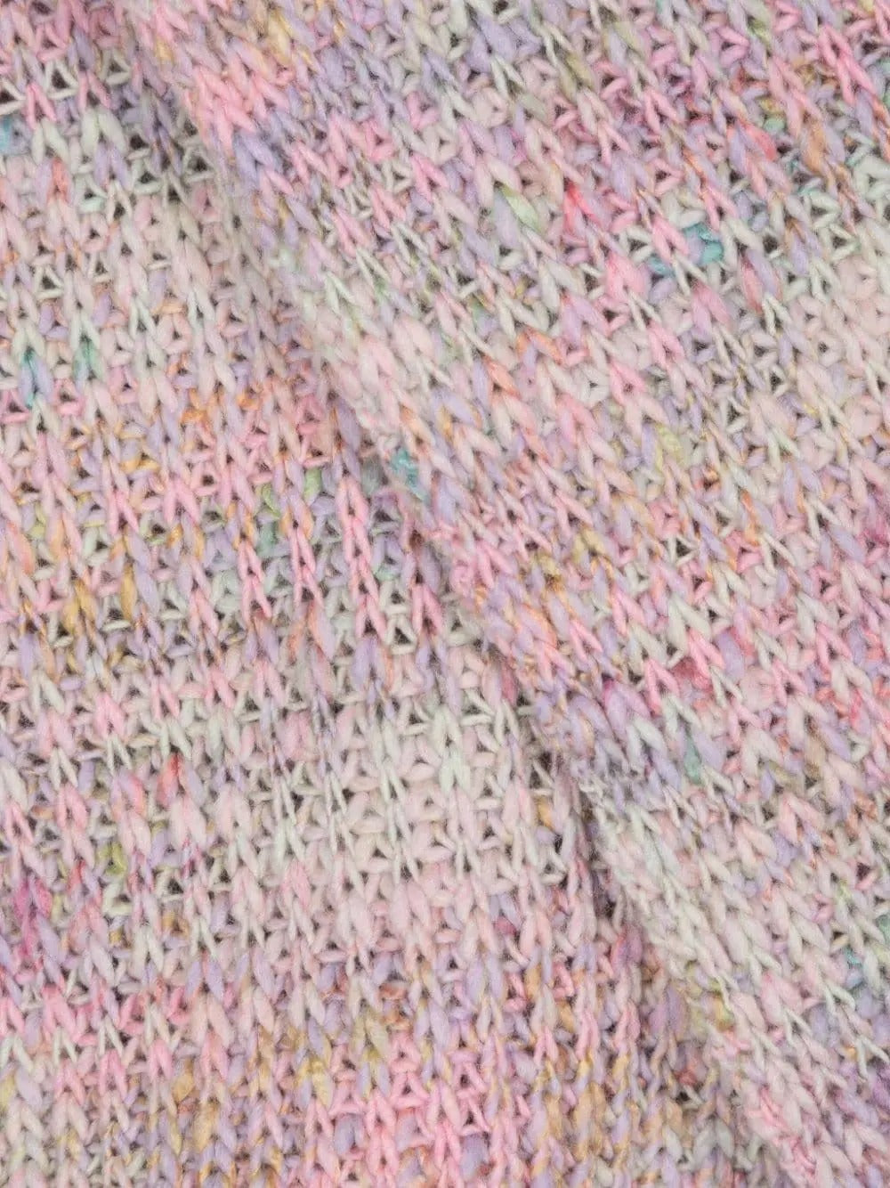 Pastel Knitted Scarf with Fringed Ends