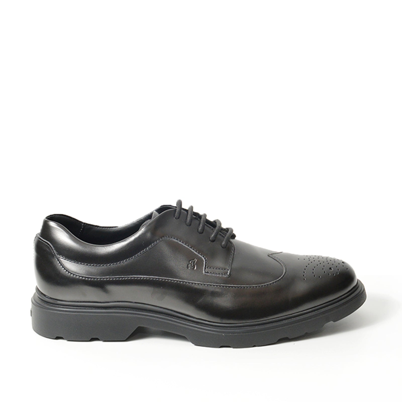 Black Brushed Leather Derby Shoes