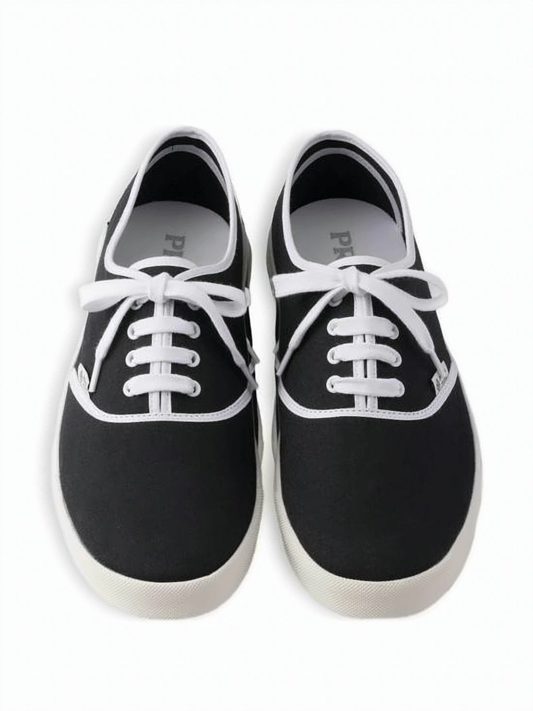 Low-Profile Cotton Fabric Sneakers with White Piping