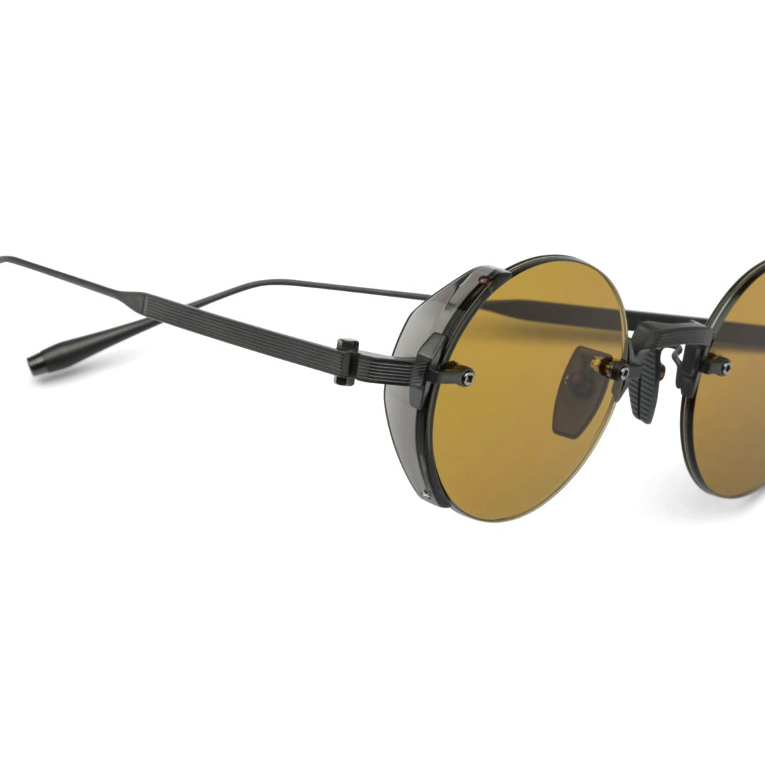 Jupiter Round Amber-Tinted Sunglasses with Textured Detailing