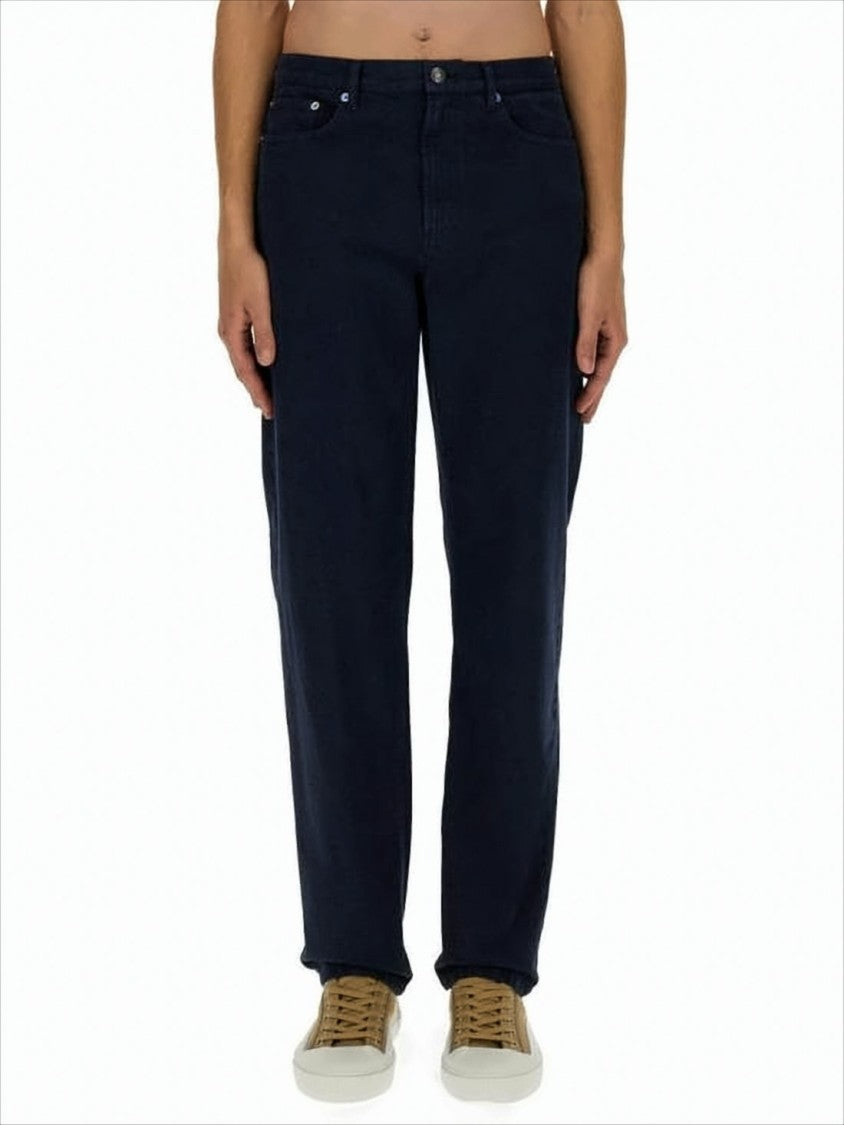 Straight-Leg Denim Pants with Five-Pocket Design