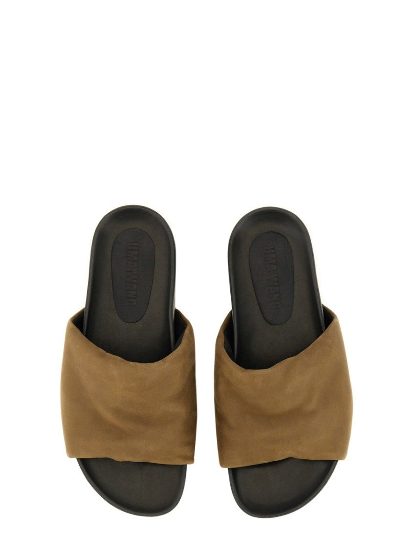 Brown Leather Sandals With Padded Strap