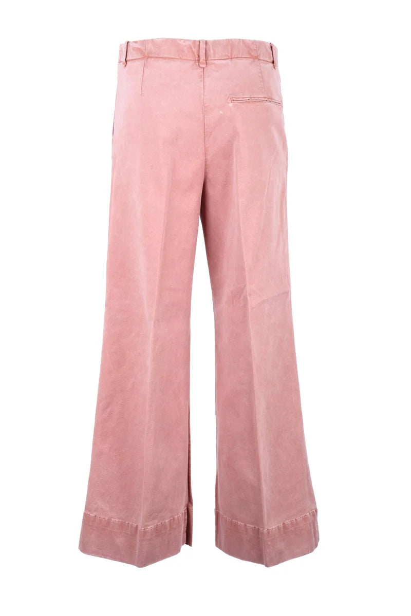 Wide-Leg Cropped Trousers with Button Closure and Textured Fabric