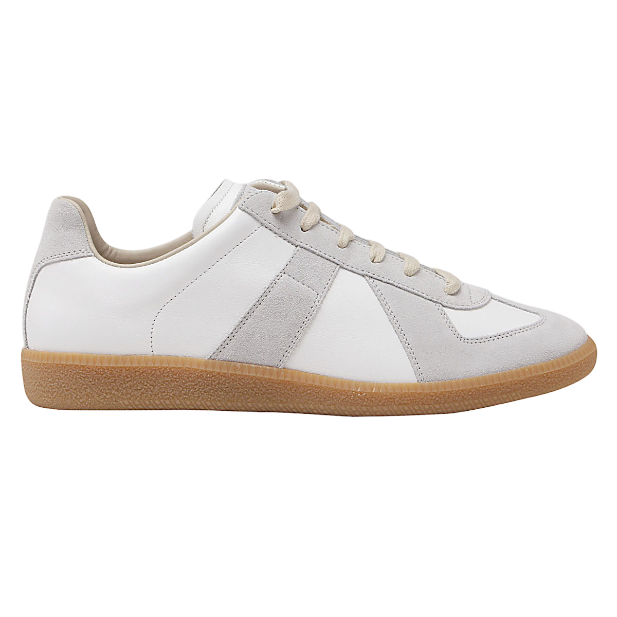 Low-Top Sneakers with Beige Suede Overlays