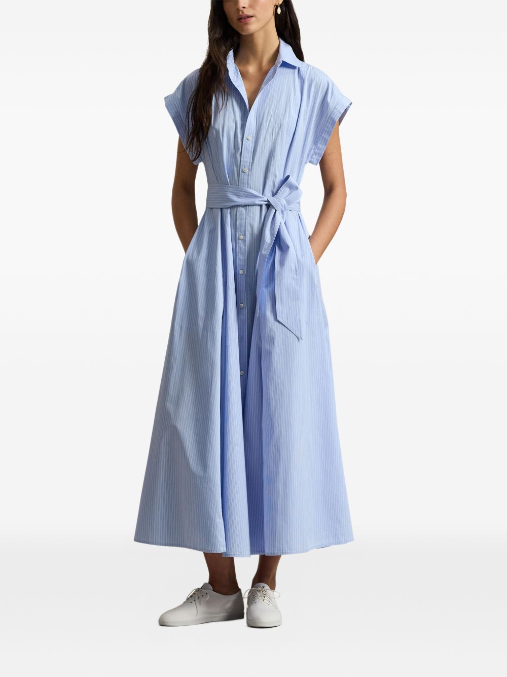 Midi Dress with Mother-of-Pearl Button Placket