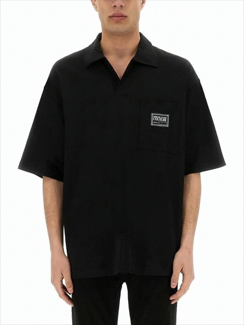 Relaxed-Fit Polo Shirt with Rectangular Patch Logo