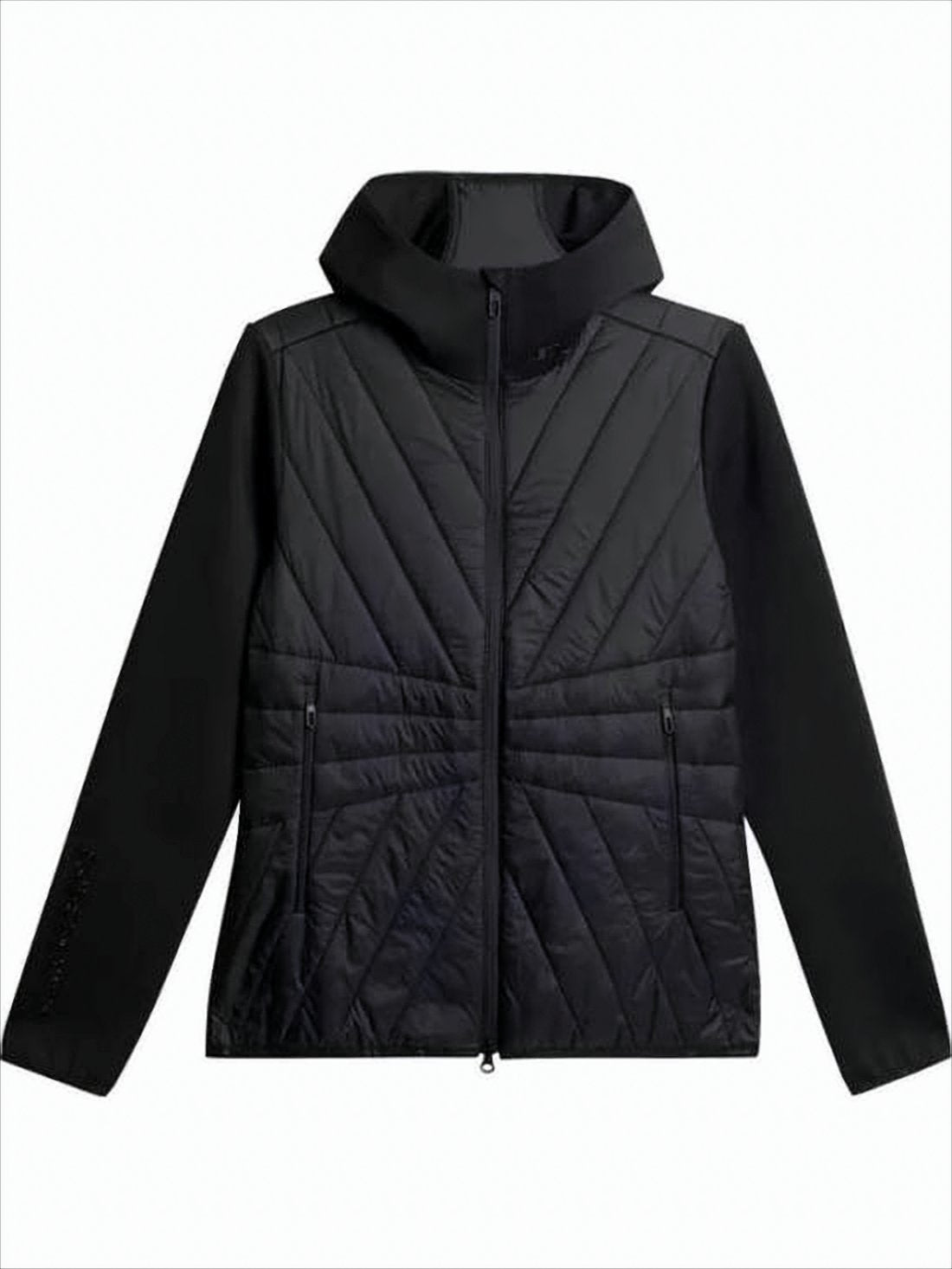 Quilted Black Jacket With Geometric Stitching And High Collar