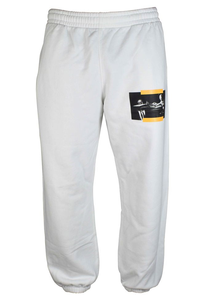 Straight-Cut Jogging Pants With Diagonal Stripes And Graphic Appeal