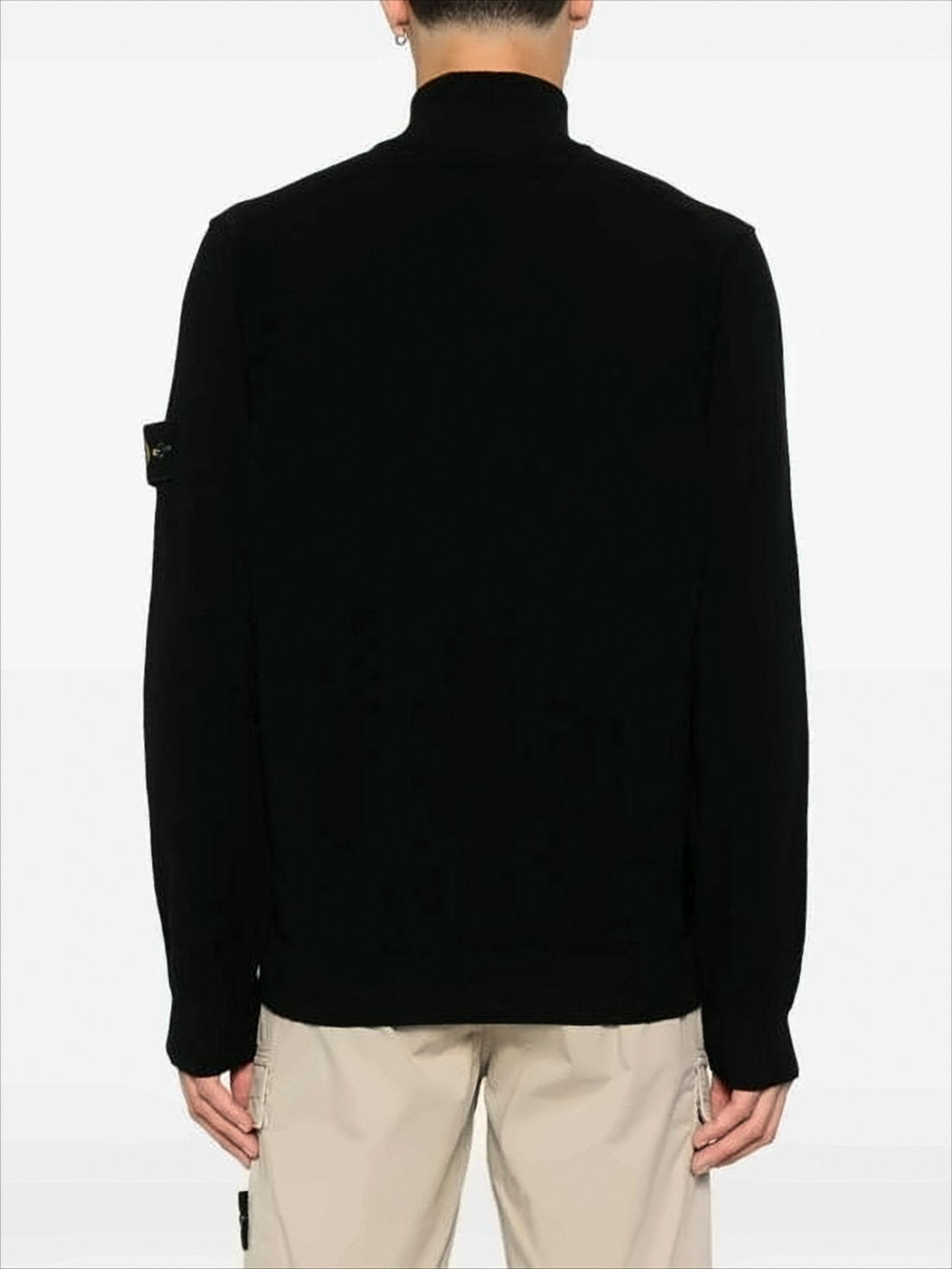 Black Turtleneck Sweater With Signature Patch