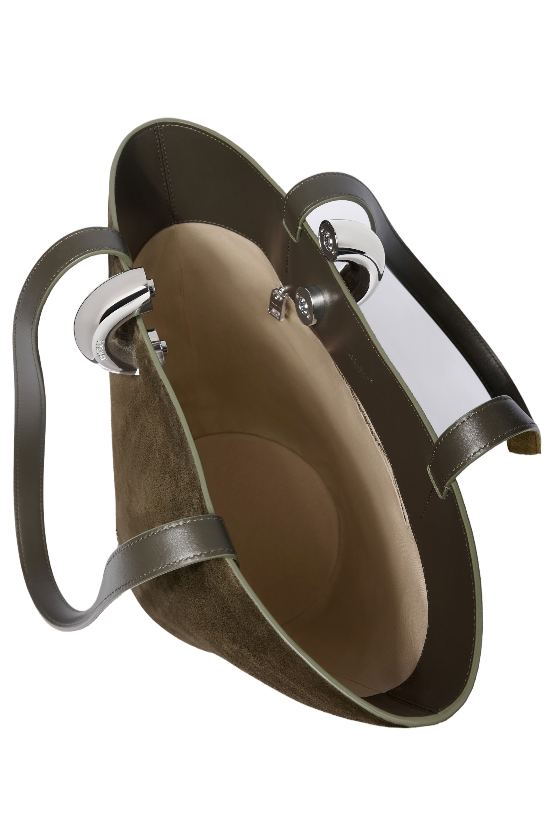 Asymmetric Olive Green Suede Bucket Bag