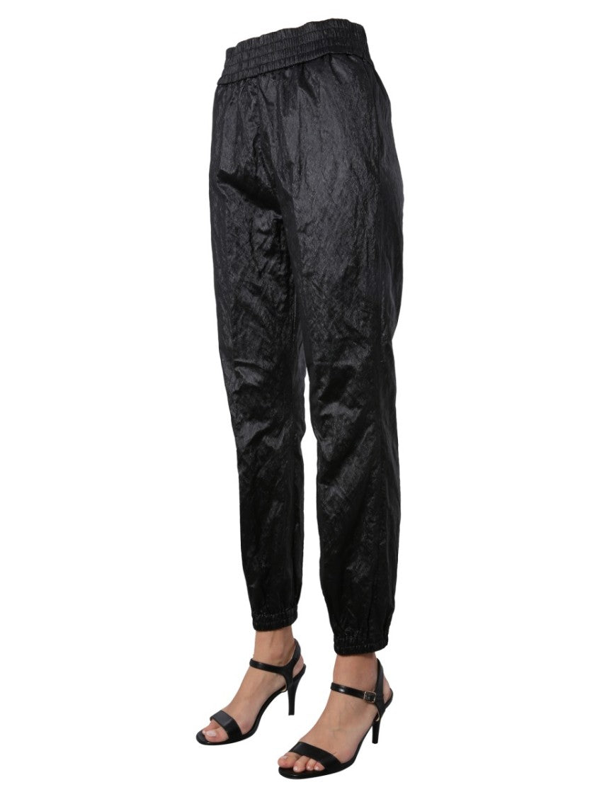 Tapered Track Pants With Crinkled Texture