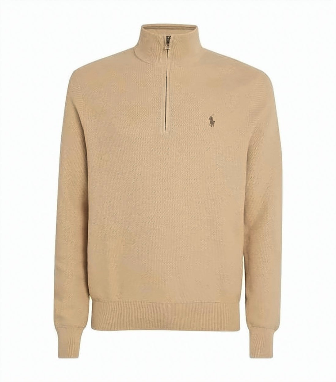 Half-Zip Knit Sweater with High Collar