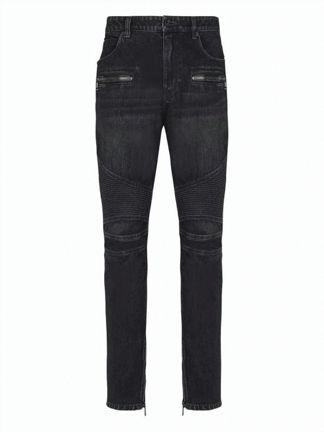 Slim-Fit Denim Pants With Ribbed Detailing