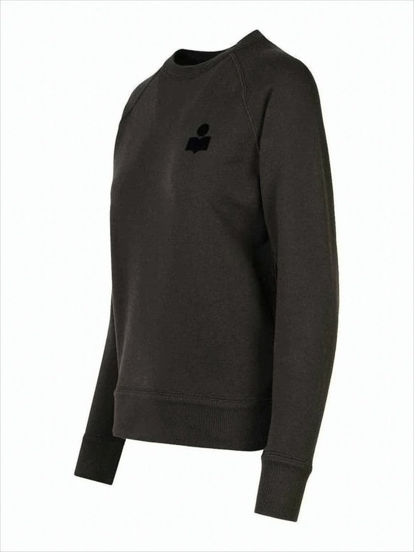 Long-Sleeve Black Sweatshirt with Crew Neckline