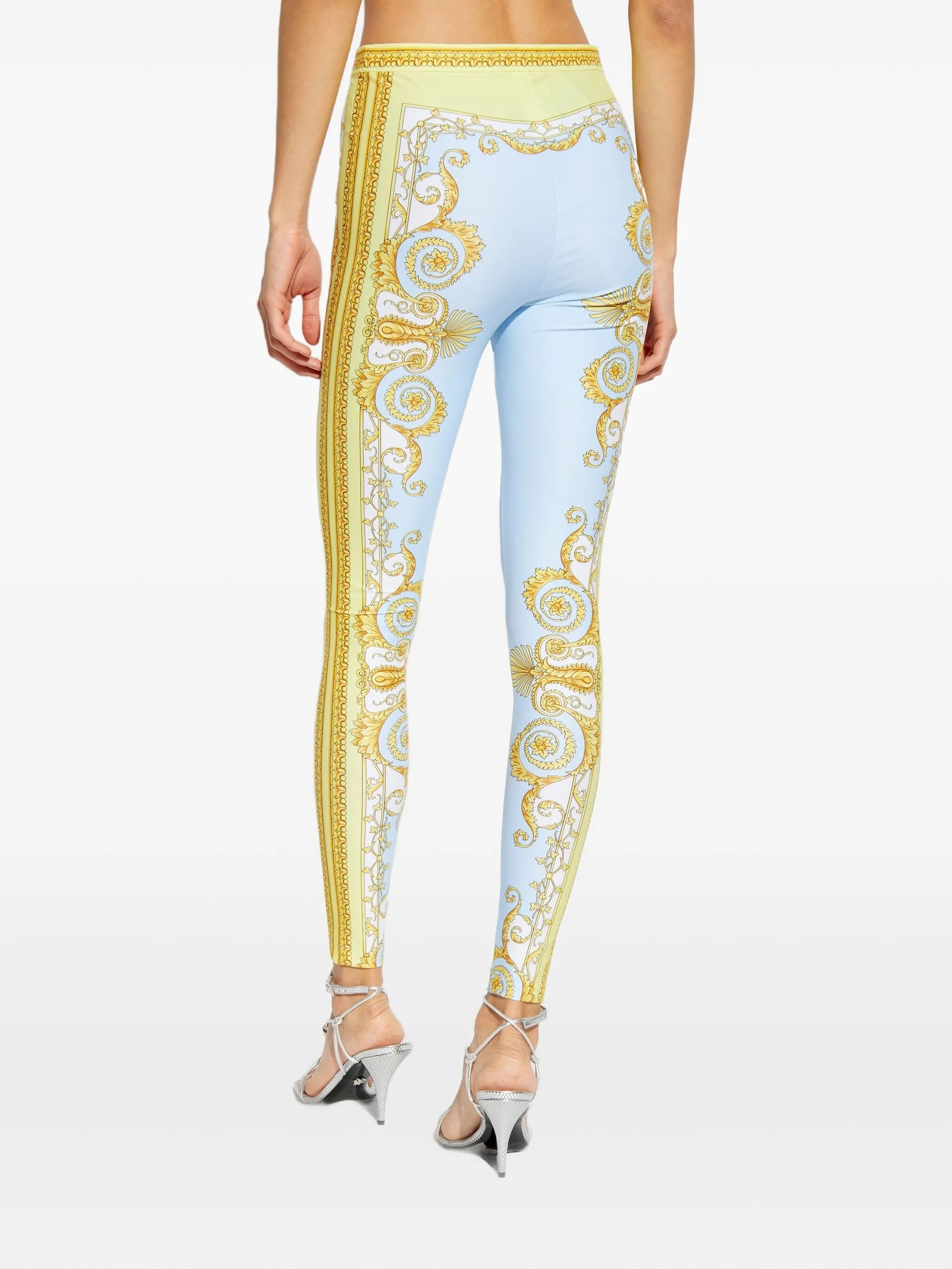 Light Blue Baroque Pattern Work-out Leggings