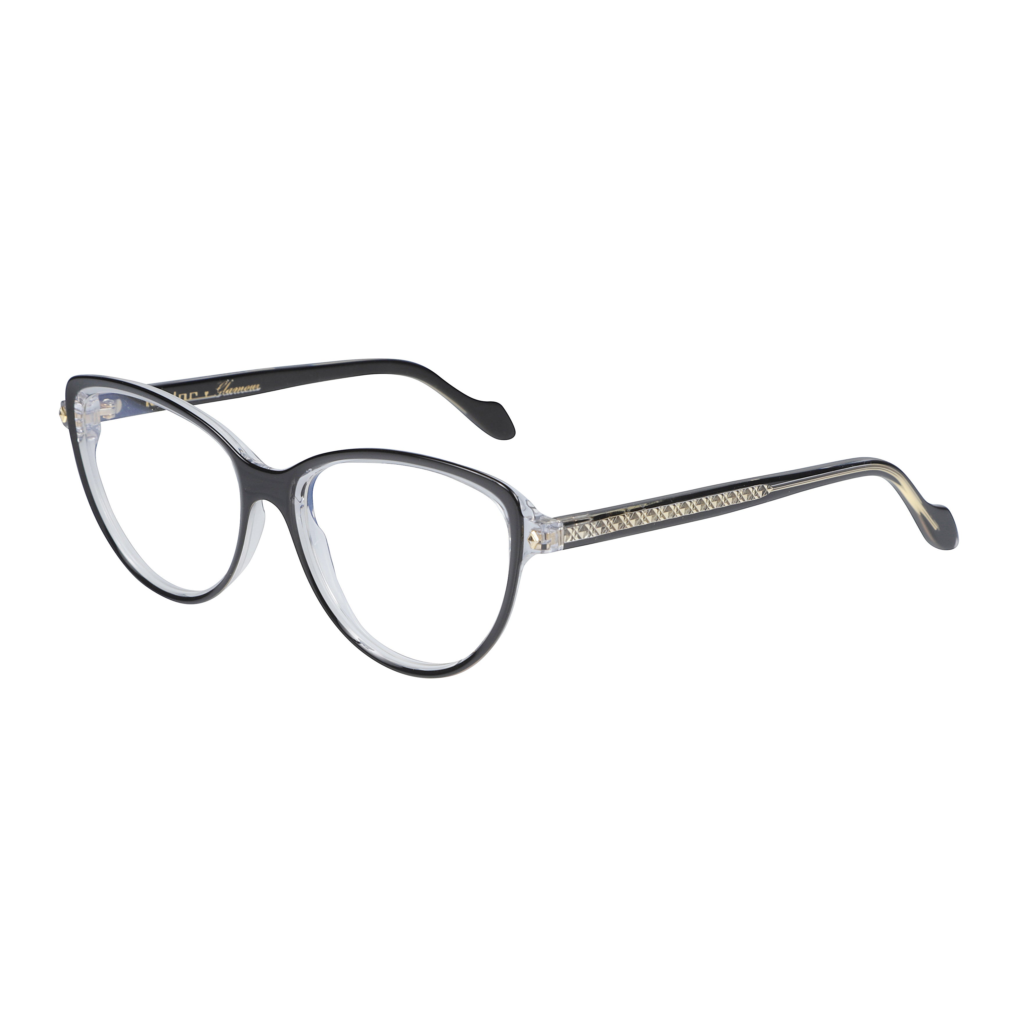 Melany Glamour-V Gradient Cat-Eye Frame Eyeglasses with Gold Accents