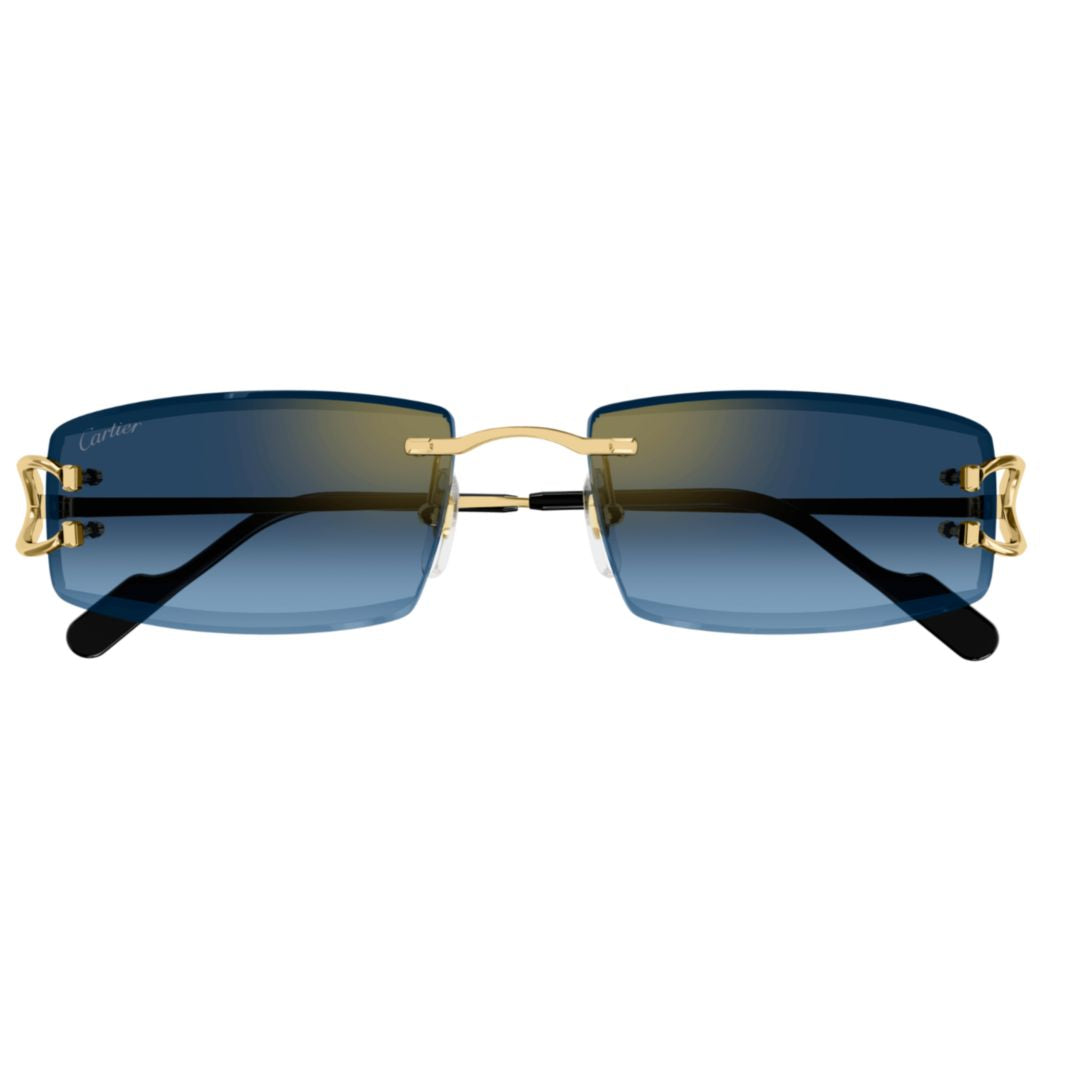 Rimless Rectangular Sunglasses With Gradient Blue Lenses