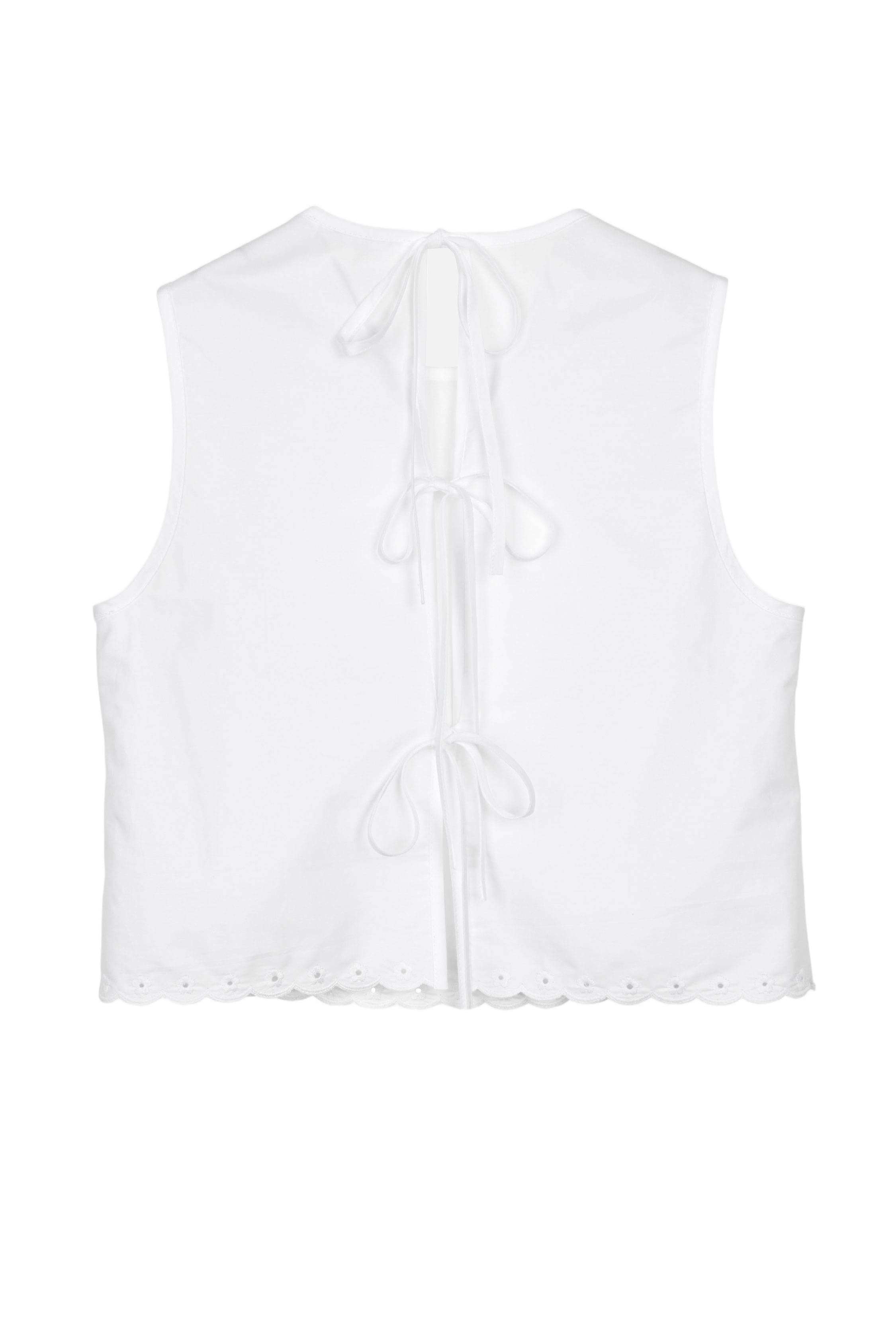 Cropped Sleeveless Top with Broderie Anglaise Lace