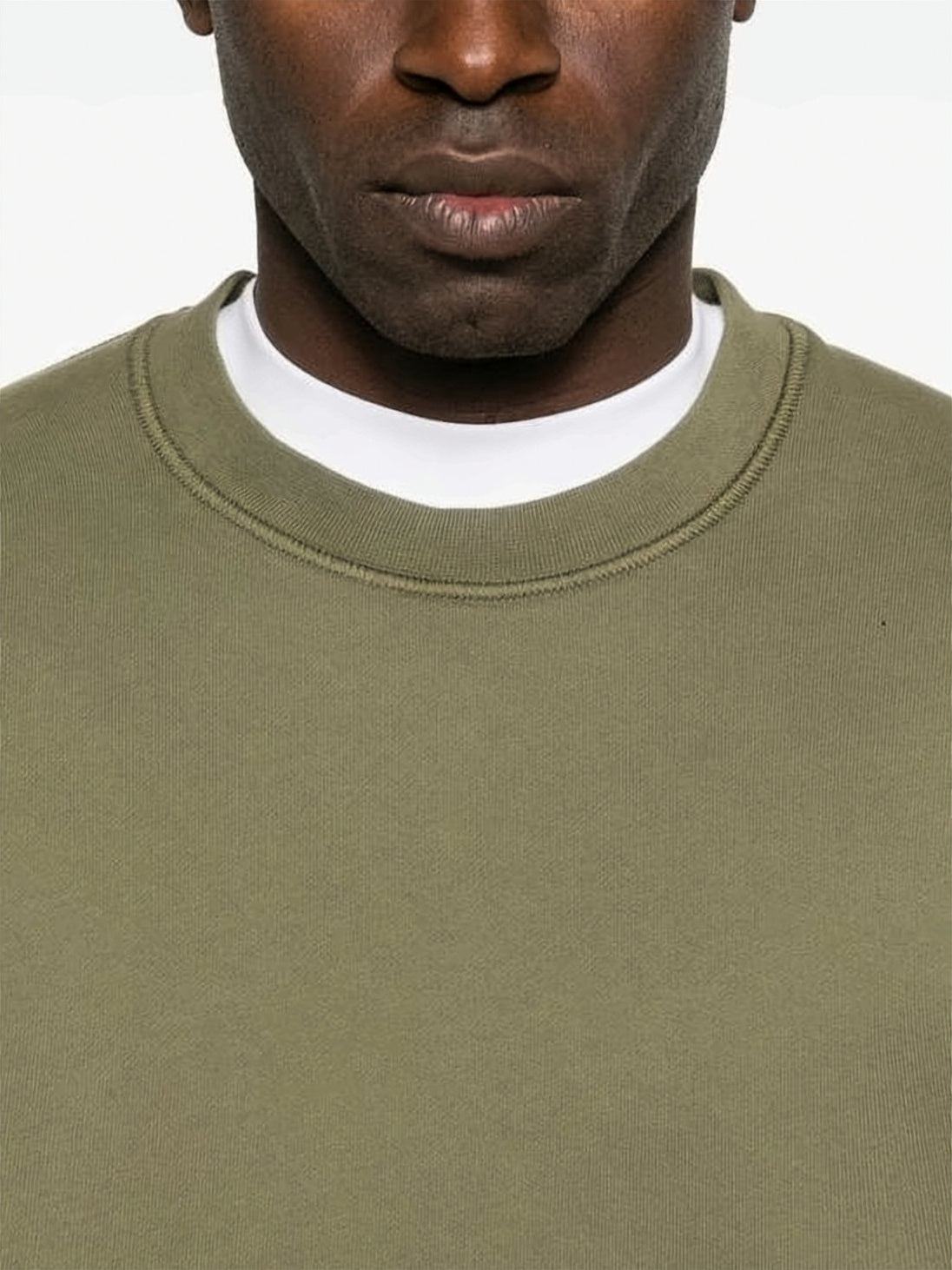 Olive Green Long-Sleeve Sweatshirt with Signature Patch Detail